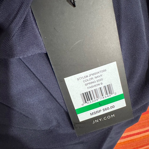 Jones New York Chic Deep Blue V-Neck Women's Blouse - Picture 6 of 9